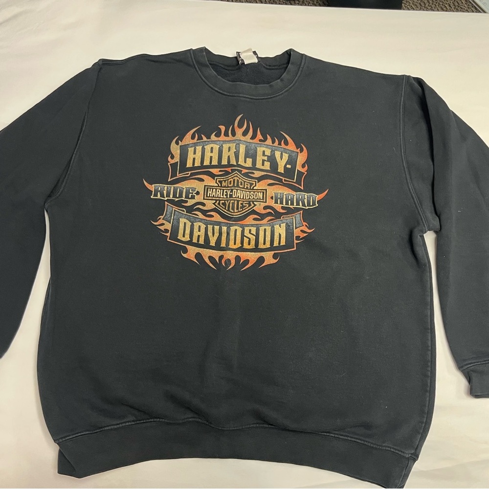 Harley-Davidson Black Sweatshirt XL made in USA vintage 80% cotton